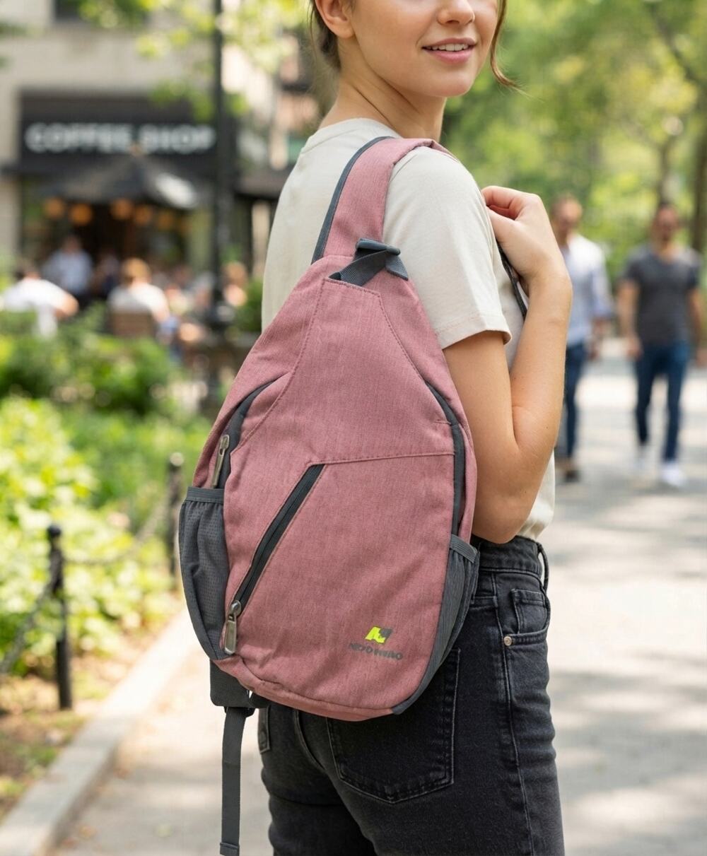 Nevo Rhino Pink Crossbody Sling Backpack NWT Hiking Travel Daypack Ergonomic